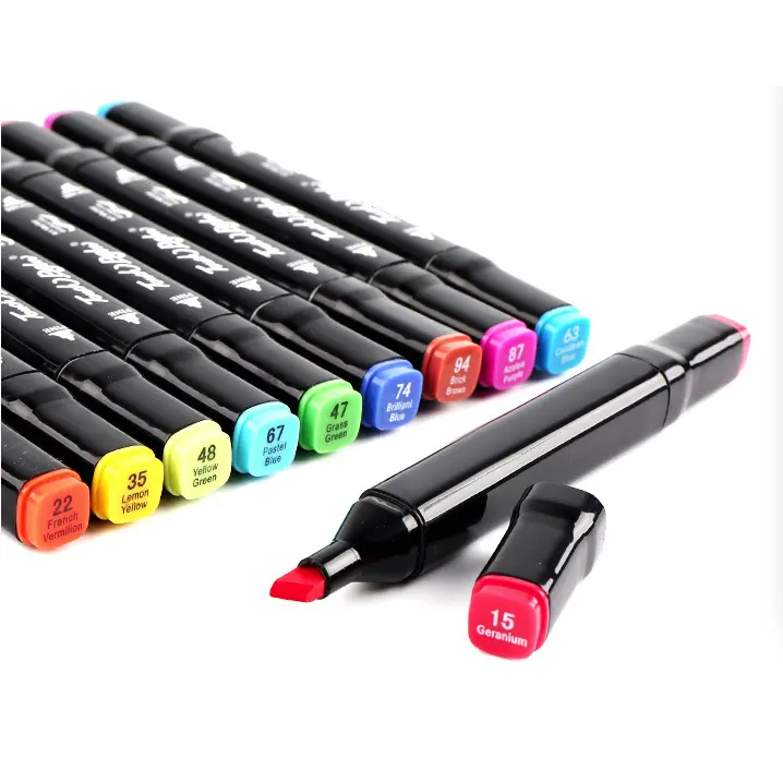 12 Machine Washable & Fade Resistant Dual Tip Fabric Markers Marker Pen Colored Waterproof Permanent Ink Fine and Board Dual Tip