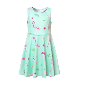 Robe d'été pour filles, capris, à rayures, boutique, tenue de soirée, style occidental, flamant rose, sans manches