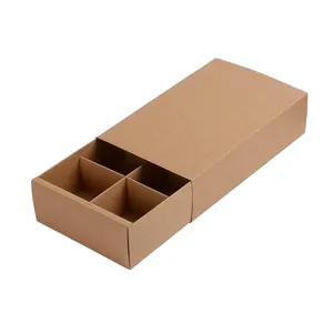Bomba da bagno kraft marrone fantasia personalizzata prezzo all'ingrosso scatola di carta da imballaggio al cioccolato con 6 divisori di carta per sapone