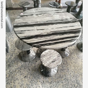 Nueve dragón de piedra redondo y cuadrado mesa de mármol con sillas - Product Image 2