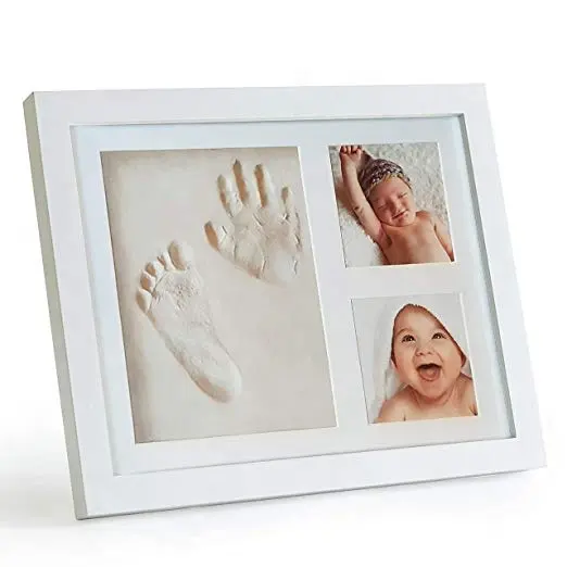 Argilla bianca a mano/footprint photo frame per i bambini handprint e footprint photo frame orma del bambino photo frame