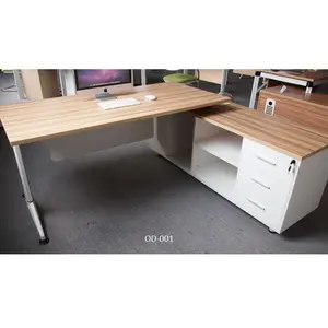 Modern MFC laminated wooden board l shape office quality furniture corner executive director manager writing table desk with ark