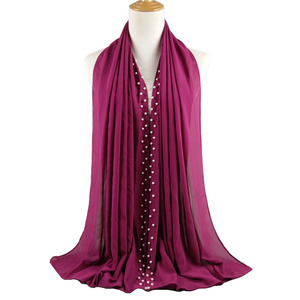 Hot 90 màu sắc đẹp trắng ngọc trai đồng bằng bong bóng voan hijab chiếc khăn Muslim Hijabs headwraps khăn choàng - Product Image 1