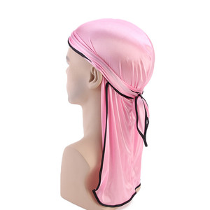 Logo personnalisé populaire uni unisexe solide Polyester Du Rags Turban Doo chiffon satin soyeux <span class=keywords><strong>Durag</strong></span> pour hommes - Product Image 4