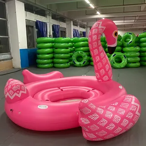 Venta al por mayor rosa flamingo isla flotante-¡Promoción de fábrica! Balsa inflable de agua para fiestas, lago gigante, color rosa, flamenco, pavo real, isla flotante para agua, 4 personas