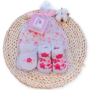Conjunto de 3 piezas de gorro de algodón con manoplas para bebé, nuevo estilo, alta calidad, 100% - Product Image 5