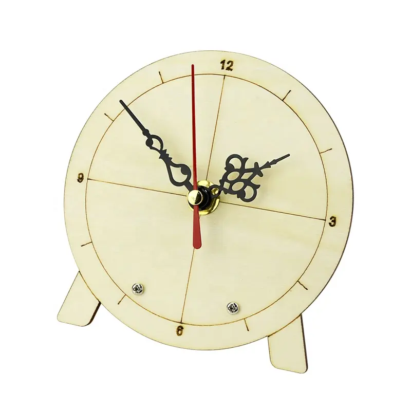 School kids boy girl students self assembly diy cute wooden clock wood toy