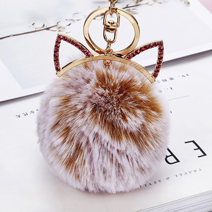 Portachiavi all'ingrosso della fabbrica della palla di pelliccia sintetica del coniglio Pom Pom portachiavi del gatto pompon portachiavi per accessori del telefono <span class=keywords><strong>cellulare</strong></span> - Product Image 2