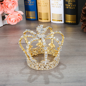 Corona di Lusso Europea in Stile Barocco con Diamanti, Corona Rotonda Alta per <span class=keywords><strong>Re</strong></span> e Regina - Product Image 4