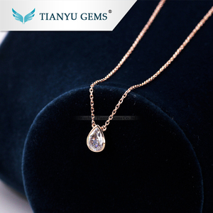 Tianyu gemas personalizado anillo colgante 14 K/18 k oro rosa 8*5,5mm pera aplastado las EIC corte anillo de compromiso de - Product Image 1