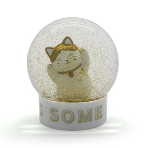 מכירה לוהטת custom snowglobe חתול שלג גלוב בעלי החיים שלג כדור עבור עיצוב הבית