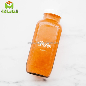 Chai Nước Trái Cây Thủy Tinh Hình Vuông Kiểu Pháp Rỗng 12Oz 350Ml Chai Thủy Tinh Sữa Ủ Lạnh Có Nắp Vặn Bằng Nhựa Màu Đen - Product Image 2