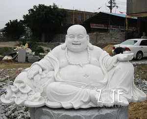 Marble Buddha Sculpture Outdoor Garden Ornament Marble Laughing Buddha Sculpture