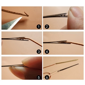 RTS DIY deri dikiş el sanatları aracı deri örgü iğnesi çift delikli deri halat dantel iğne - Product Image 5