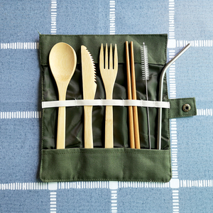 Campamento utensilios conjunto incluyendo cuchara <span class=keywords><strong>cuchillo</strong></span>, <span class=keywords><strong>tenedor</strong></span> de paja <span class=keywords><strong>y</strong></span> bolsa de bambú establece cubiertos - Product Image 3