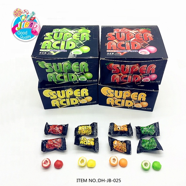 Супер кислотная жевательная резинка с фруктовым желеем, наполненная желейной жидкостью