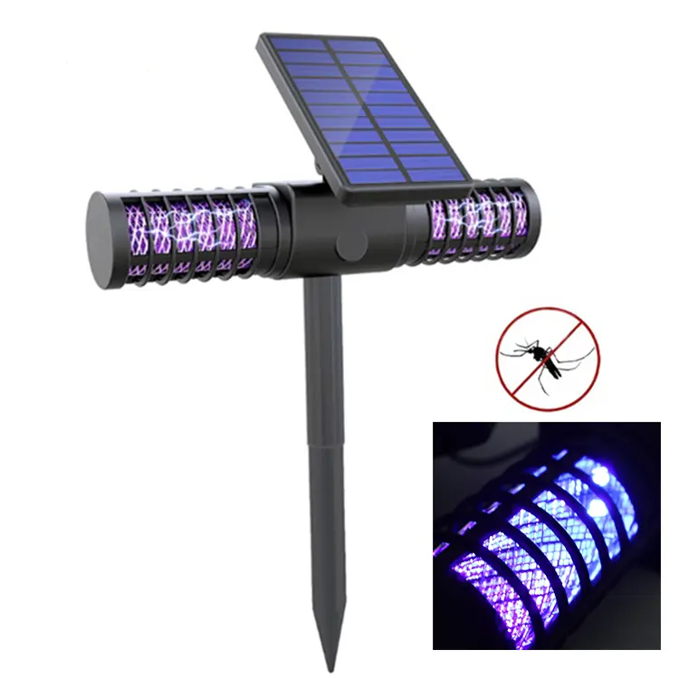 Solar Powered Hang or Stick in the Ground Outdoor Insect Bug Zapper electric Mosquito Killer lamp
