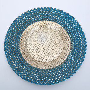 Assiettes de présentation en cuivre faciles à laver Vaisselle de fête de mariage Assiettes en verre avec bord doré Vente en gros - Product Image 3