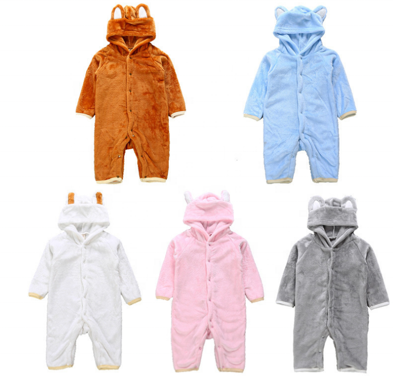 Теплые ушные декор с капюшоном Footed Длинные рукава детские пижамы