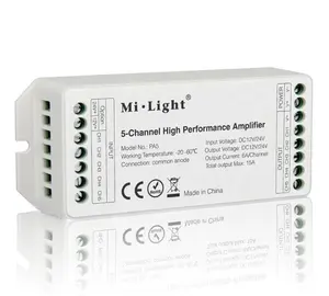 Amplifier Lampu Mi Light 5 Kanal, Amplifier Profesional untuk Lampu Strip Led CCT RGB