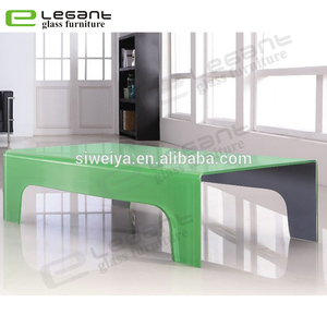 Double Peinture Verte <span class=keywords><strong>Table</strong></span> Basse En Verre Courbé - Product Image 1