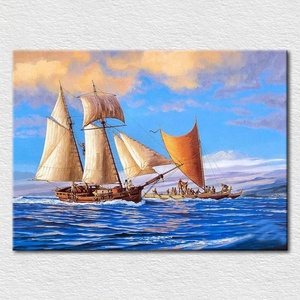 Beautiful Wall Art sea and boat oil painting Handmade oil painting for decoration - Product Image 1