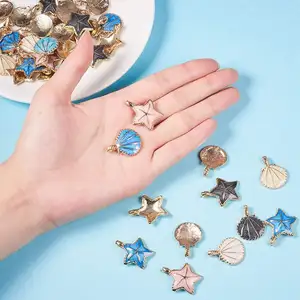 Della fabbrica del Commercio All'ingrosso Seashell Perline di Fascini Delle Stelle Marine Stelle Marine Conchiglia D'oro di Tono Della Lega Dello Smalto Dei Pendenti per Monili Che Fanno un - Product Image 1