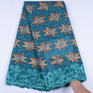Haute qualité broderie africaine vert suisse Voile dentelle tissu pour femmes mariage et robe de soirée avec des pierres 1563 - Product Image 4