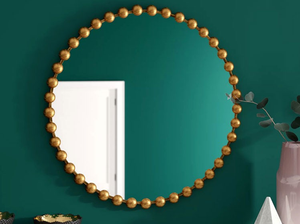 Modern Silver Metal Framed Decorative Round <strong>Mirror</strong> with <strong>Beads</strong> Decor for Wholesale - Product Image 6