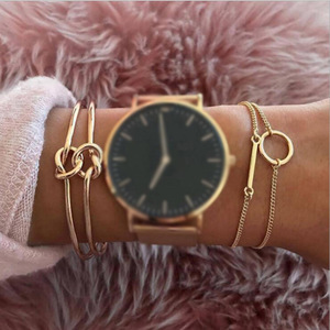Bracelet de demoiselle <span class=keywords><strong>d</strong></span>'honneur couleur or <span class=keywords><strong>d</strong></span>élicat 3 pièces/ensemble bracelet ouvert <span class=keywords><strong>en</strong></span> alliage de chaîne de noeud pour les femmes - Product Image 2