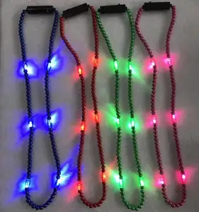 Kalung Manik-manik LED Berkedip, Kalung Manik-manik Mardi Gras Plastik