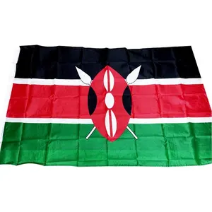 ألوان الطباعة الرقمية الأفريقية الأمريكية عموم الأفريقية كينيا قماش البوليستر الوطني راية العلم الأحمر والأسود والأخضر