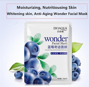BIOAQUA Blueberry Essence Verbessern Sie trockene Gesichtshaut Hyaluron säure Gesichts maske Korea <span class=keywords><strong>Cotton</strong></span> Hersteller Blatt Weibliche Unterstützung 30g