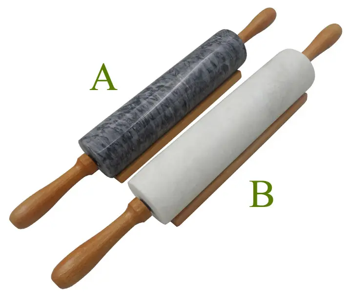 Marble Rolling Pin With Wooden Handle Nonstick Surface Dough Roller For Baking