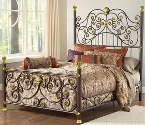 लोहे के बिस्तर फर्नीचर लोहे के बिस्तर राजा आकार रानी आकार एकल बिस्तर