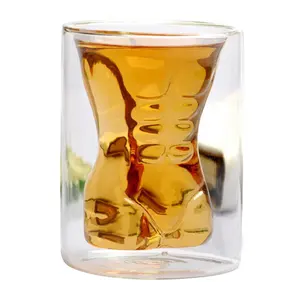 Best selling products promotional handmade barware man body shape double wall glass cup