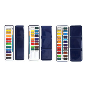 Ensemble de peinture <span class=keywords><strong>aquarelle</strong></span> 24 couleurs Ensemble de peinture <span class=keywords><strong>aquarelle</strong></span> solide avec pinceau Boîte en métal - Product Image 2
