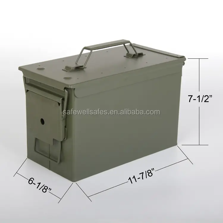 Safewell verde del ejército Estilo militar 50 Cal de Metal caja de municiones