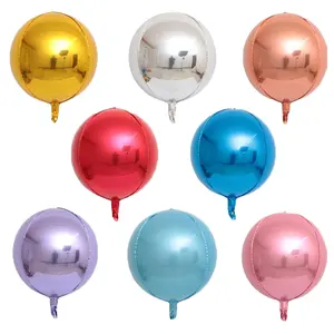 Ballons ronds en aluminium chromé pour cérémonie, 5 pièces, 18 pouces, en aluminium, gonflables à hélium, décoration de mariage, 4D