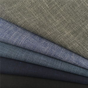 Commercio all'ingrosso Poliestere lino viscosa spandex composizione dobby design texture atto a soddisfare gli uomini del vestito della giacca sportiva in tessuto per la primavera del panno - Product Image 1