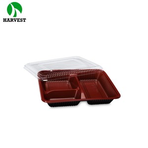 식품 블랙 일회용 식품 플라스틱 도시락 플레이트 컨테이너 뚜껑