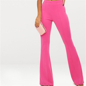 Della signora di <span class=keywords><strong>rosa</strong></span> <span class=keywords><strong>pantaloni</strong></span> stretti <span class=keywords><strong>pantaloni</strong></span> a zampa d'elefante delle donne di colore solido <span class=keywords><strong>pantaloni</strong></span> a gamba larga - Product Image 1