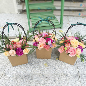 Sacs en papier <span class=keywords><strong>kraft</strong></span> personnalisés pour cadeaux floraux en gros pour <span class=keywords><strong>mariage</strong></span>, sacs en papier blanc avec poignées - Product Image 2
