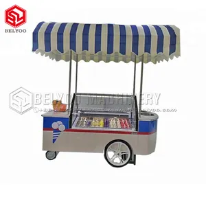 Mobile Ice Cream Freezer Ice Cream Carts Showcase Outdoor Ice Cream Trolley