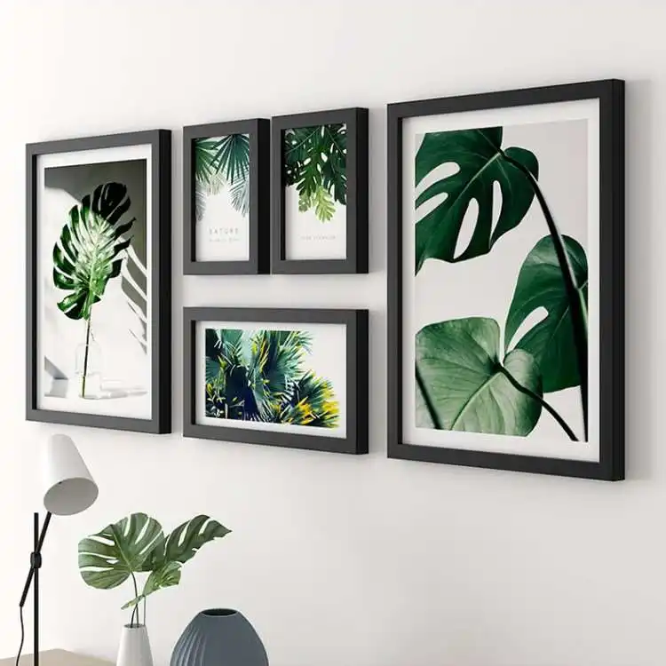 Lukisan kanvas tanaman disesuaikan tampilan foto Logo kustom cat air seni cetak kustom produsen profesional hijau OEM