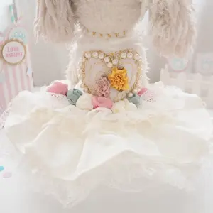 Heyri Pet Classic Luxus weiße Haustier Prinzessin Hund Hochzeits kleid hochwertige Blumen Perle Dekoration Party Hund Hochzeits kleid