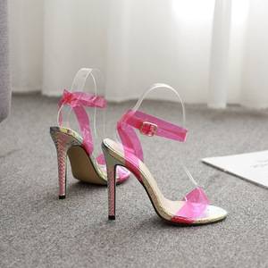 CSS108 sottile di alta inferno caviglia trappola del pvc sandali trasparenti per le donne - Product Image 5