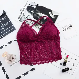 Ready to ship lovely style Teen girl cross strap Lace bra for women