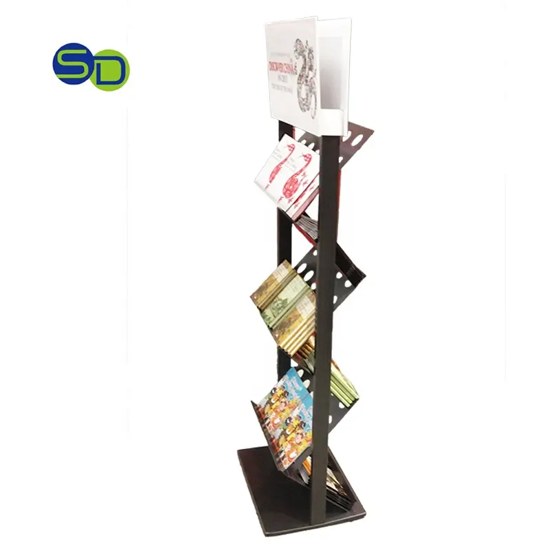 Double Sided Waterfall Metal Comic Book Shelf Magazine Tile Display Rack Book Store Furniture