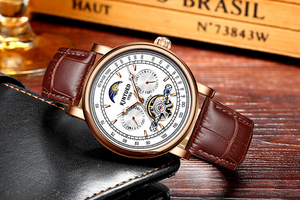 Reloj Automático <span class=keywords><strong>de</strong></span> Marca KINYUED, Reloj Tourbillon con <span class=keywords><strong>Calendario</strong></span>, Reloj Mecánico <span class=keywords><strong>de</strong></span> Lujo con Esqueleto - Product Image 3